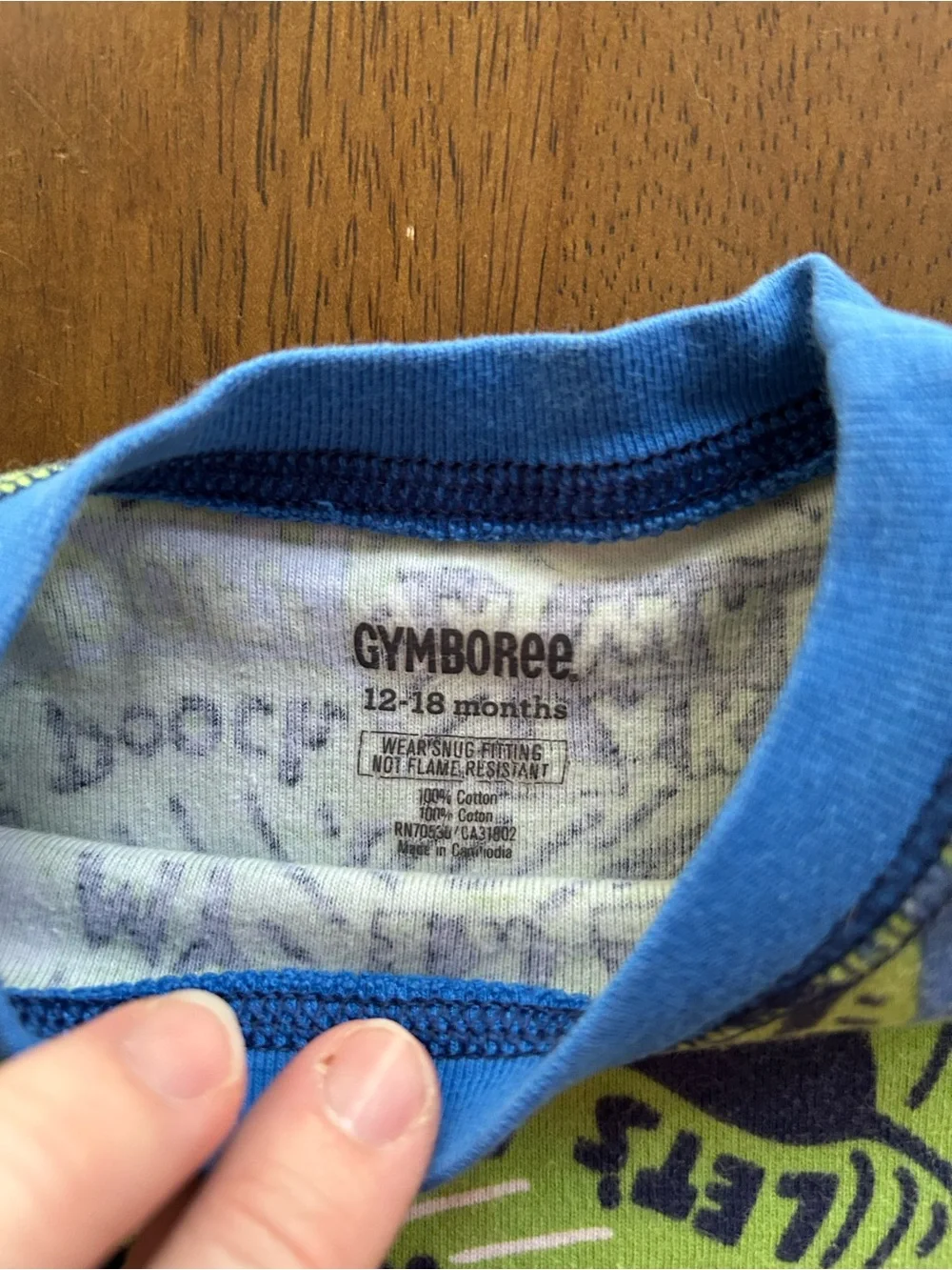 Gymboree Green Dog-Print Pajama Set with Blue Trim